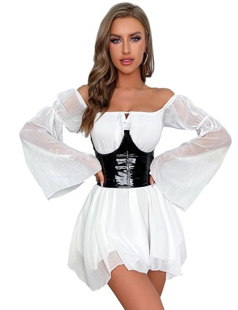 Корсет під груди Star Night зі шнурівкою та трусиками в комплекті, чорний, M (без коробки)