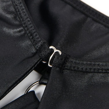 Платье из искусственной кожи и ремешками на руки и шею Star Night с трусиками, черный, XL