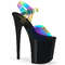 Босоніжки Pleaser Flamingo-808RB **На підборах 8 дюймів, босоніжки з ремінцем на щиколотці 4 дюйми з райдужним верхом, різнокольорові/чорні**