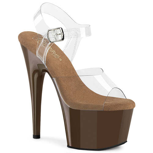 Босоножки Adore-708, каблук 7 дюймов, ремешок на щиколотке шириной 2 3/4 дюйма, прозрачный/мокко