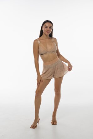 Muse 2 — Сітчасті Шорти З Високою Талією Для Pole Dance, Heels Та Сценічних Виступів - бежевий