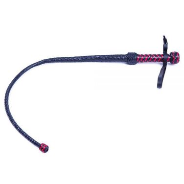 Кнут Leather с твердым наконечником, Black & Red