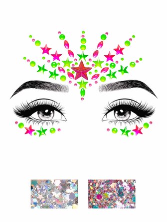 Наклейка с драгоценностями Leg AvenueVibe Neon Face jewels sticker O/S