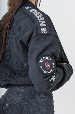 Бомбер Nebbia Washed Bomber Jacket with Contrast Lining LEGEND Black 784