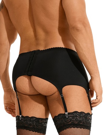 Мужской пояс кружевной с подвязками Star Night черный, L