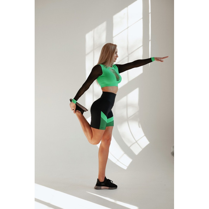 Велосипедки Fitzona Black Biker Shorts With Neon Green