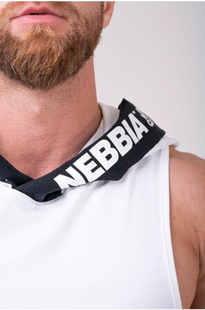 Майка с капюшоном NEBBIA NO EXCUSES Tank Top with a Hoodie 173 white