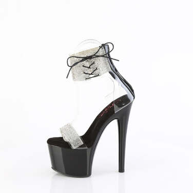 Босоножки Passion-727RS, каблук 7 дюймов, 2 3/4 дюйма, декорированная манжета на щиколотке, задник, чёрный