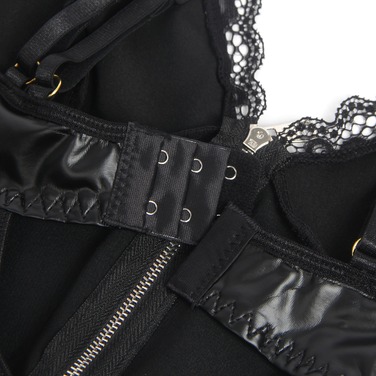 Корсет з підтяжками та підв'язками Star Night на блискавці, чорний, S