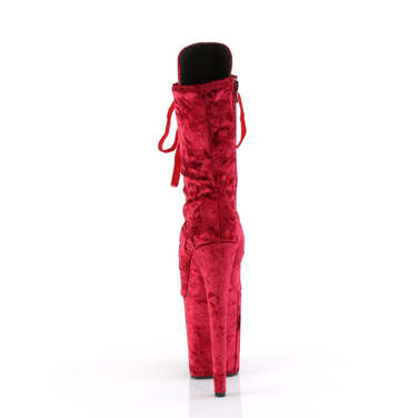 Ботинки Flamingo-1045VEL *8 дюймов, каблук, 4 дюйма, бархатные ботильоны со шнуровкой спереди, красные