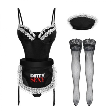 Сексуальний костюм покоївки L/XL Sunspice, чорний, 5 предметів
