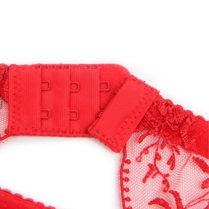 Красный сексуальный кружевной с вышивкой пояс для чулок и трусики, L (без коробки)