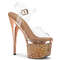 Босоніжки Pleaser Esteem-708CHLG на підборах 7 дюймів, босоніжки з ремінцем на щиколотці 3 дюйми, прозорі/рожево-золоті