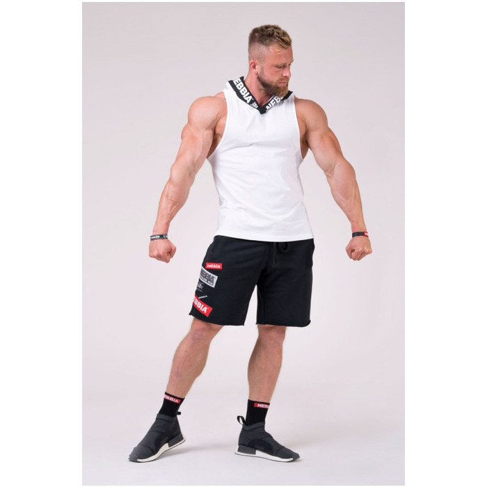 Майка с капюшоном NEBBIA NO EXCUSES Tank Top with a Hoodie 173 white