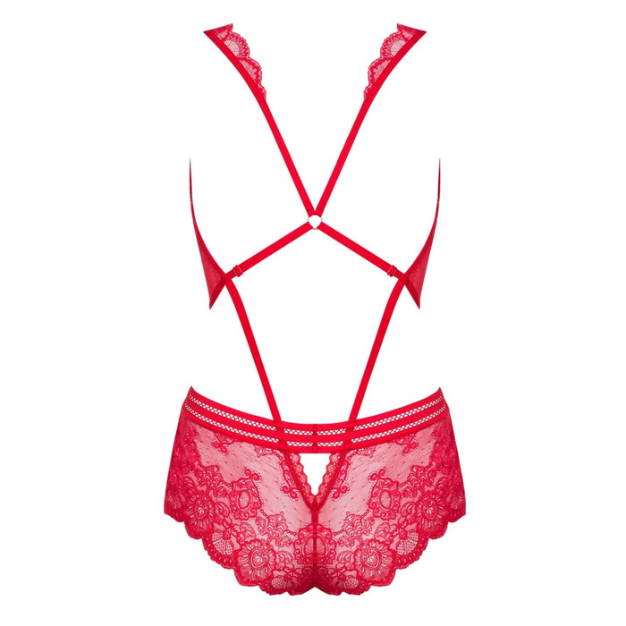 Мереживне боді Obsessive 853-TED-3 Teddy червоне, L-XL