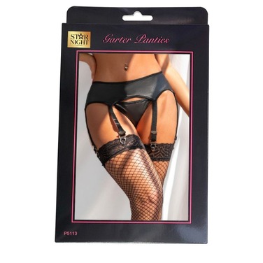 Пояс для чулок Star Night с трусиками стрингами, черный
