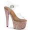 Босоніжки Pleaser Bejeweled-708MS на підборах 7 дюймів, босоніжки з ремінцем на щиколотці 2 3/4 дюйма, різні розміри RS, прозорі/рожеве золото