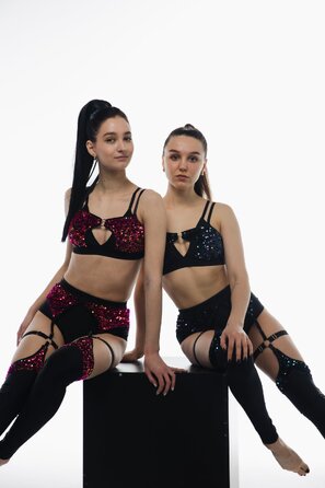 Панчохи Dance Exo Sequin та Підтяжками для Pole Dance, Heels та Сценічних Виступів - чорний