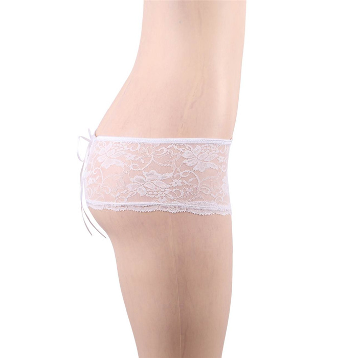Білі трусики Star Night з квітковим мереживом та відкритим доступом