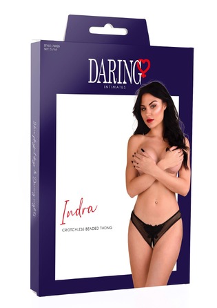 Трусики з перлинами та аплікацією у вигляді метелика Daring Intimates, чорний, S/M