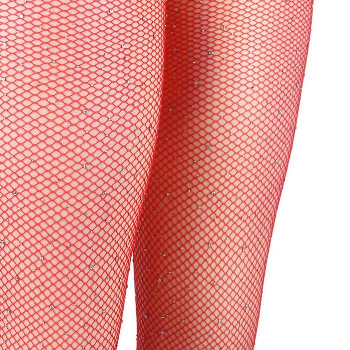 Колготки с открытым доступом и стразами Star Night красные XS-M