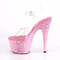 Босоніжки Pleaser Adore-708CF *7 дюймів на підборах, 2 3/4 дюйма з ремінцем на щиколотці, прозорі/рожеві