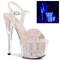 Босоніжки Pleaser Adore-710UVG на підборах 7 дюймів, босоніжки з ремінцем на щиколотці 2 3/4 дюйма з блискітками, білі