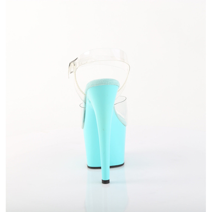 Босоніжки Adore-708 на підборах 7 дюймів, босоніжки з ремінцем на щиколотці 2 3/4 дюйма, прозорі/аквамаринові