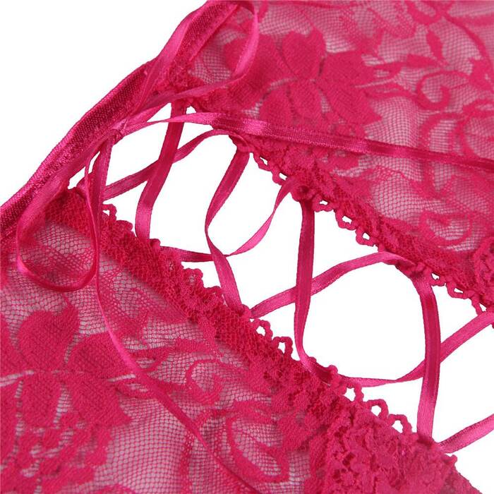 Розовые трусики Star Night с цветочным кружевом и открытым доступом