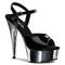 Босоножки Pleaser Delight-609, каблук 6 дюймов, ремешок на щиколотке шириной 1 3/4 дюйма, цвет чёрный/серебристый хром