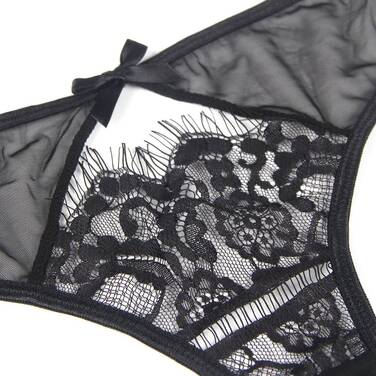 Сексуальные прозрачные кружевные трусики Star Night с поясом для чулок, черный