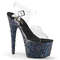 Босоніжки Pleaser Adore-708LG на підборах 7 дюймів, ремінець на щиколотці 2 3/4 дюйма з голографічним блискітками, прозорі/чорні
