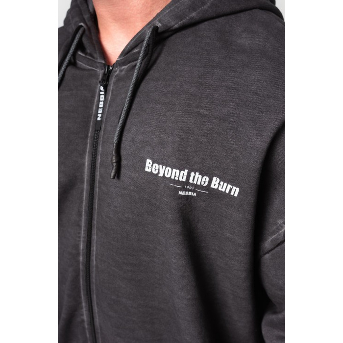 Кофта Nebbia Washed-off Zip Up Hoodie GYM BRO Black 362