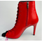 Професійні хілси з натуральної шкіри Premier, червоні, з язичком — взуття для сучасних танців High Heels (хай хілс), ботильйони з відкритим носком та шнурівкою., Червоний 9,3 см, натуральна шкіра, З язичком