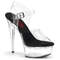 Босоніжки Pleaser Excite-608 на підборах 6 дюймів, з ремінцем на щиколотці 1 3/4 дюйма, чорні/прозорі