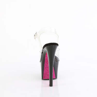 Босоніжки Sky-308CRS на підборах 7 дюймів, з ремінцем на щиколотці 2 3/4 дюйма, прозорі/чорно-рожеві