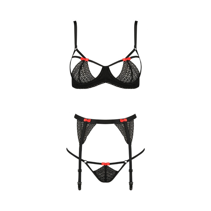 Комплект білизни з поясом для панчіх PERDITA SET black S/M - Passion