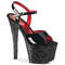Босоножки Pleaser Sky-309 **Каблук 7 дюймов, двухцветные босоножки с ремешком на щиколотке, чёрные/чёрные блестки, PF 2 3/4 дюйма