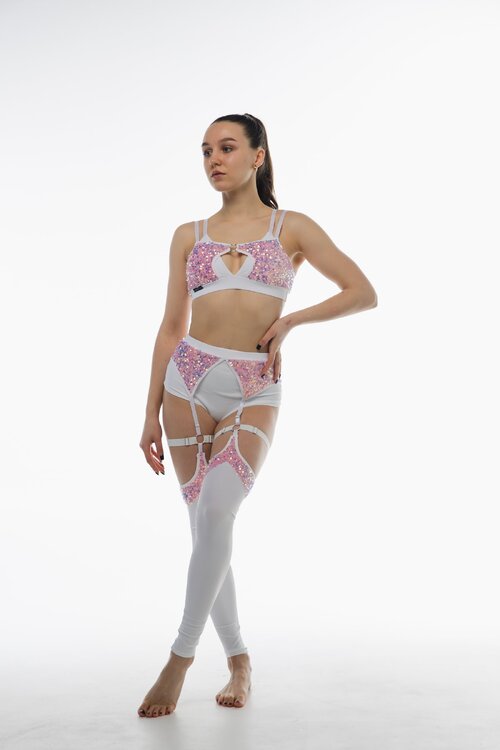Dance Exo Sequin – Шорти з паєтками для pole dance, heels та сценічних виступів - рожевий