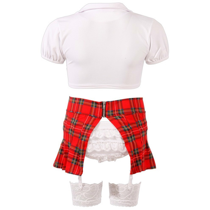 Костюм школьницы в клетку Cottelli Collection Schoolgirl Set с глубоким декольте, M