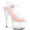 Босоніжки Pleaser Adore-708 на підборах 7 дюймів, босоніжки з ремінцем на щиколотці 2 3/4 дюйма, рожеві/прозорі