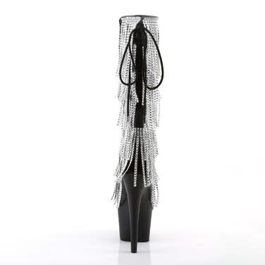 Чоботи Adore-2024RSF на підборах 7 дюймів, еластичні чоботи до коліна 2 3/4 дюйма зі шнурівкою, блискавка збоку, чорні, веганська шкіра/чорний колір