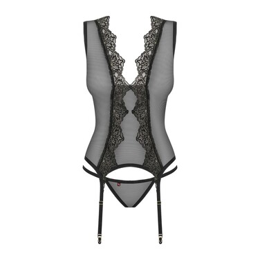 Комплект Obsessive Meshlove корсет та стрінги L/XL