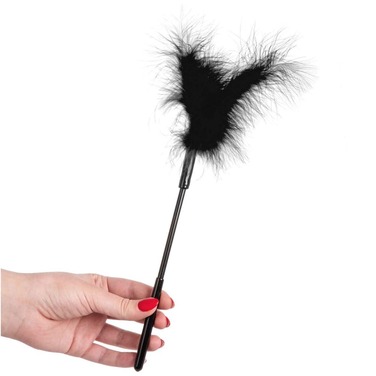 Перышко черное DS Fetish на длинной ручке, 40 см