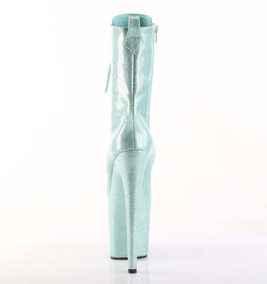 Ботинки Flamingo-1040GP, каблук 8 дюймов, 4-дюймовые PF-ботинки со шнуровкой спереди, молния сбоку, лакированная кожа с блестками мятного цвета
