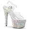 Босоножки Pleaser Bejeweled-708MS, каблук 7 дюймов, ремешок на щиколотке шириной 2 3/4 дюйма, босоножкии с разноцветными ремешками RS, прозрачный/серебристый
