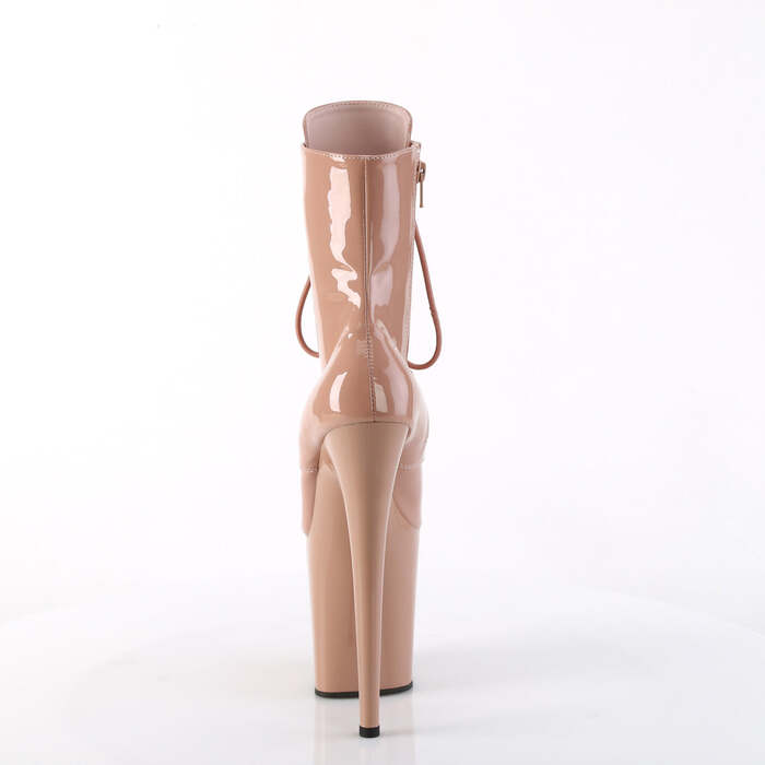 Чоботи Flamingo-1020 на підборах 8 дюймів, черевики до щиколотки 4 дюйми зі шнурівкою спереду, блискавка збоку, рум'яні