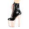 Чоботи Pleaser Flamingo-1020 на підборах 8 дюймів, черевики до щиколотки зі шнурівкою 4 дюйми, блискавка збоку, чорні/рожево-золоті