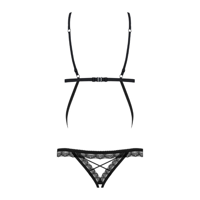 Боди с тонкими стрепами и кружевными вставками Obsessive 865-TED-1 черный, L/XL