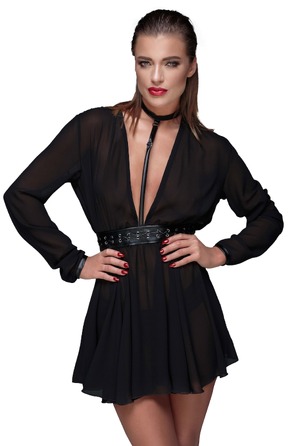 Сукня прозора з поясом F150 Noir Handmade L